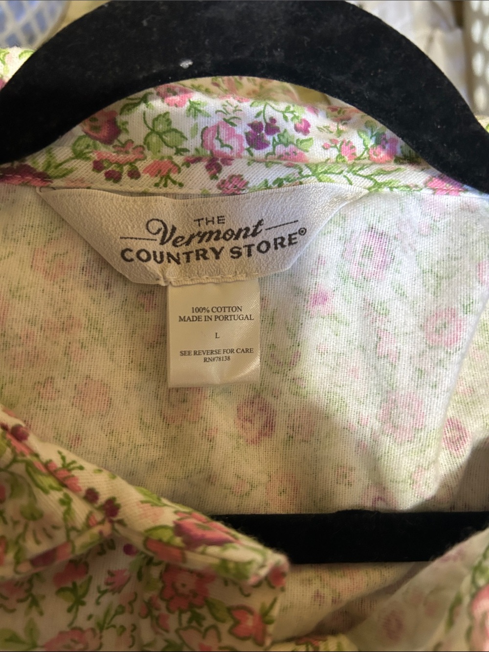 Vermont County Store 100% cotton Flannel floral nightgown size L - Picture 2 of 3